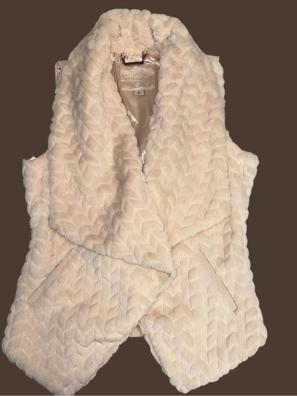 Jou Jou Cream Faux Fur Sleeveless Vest